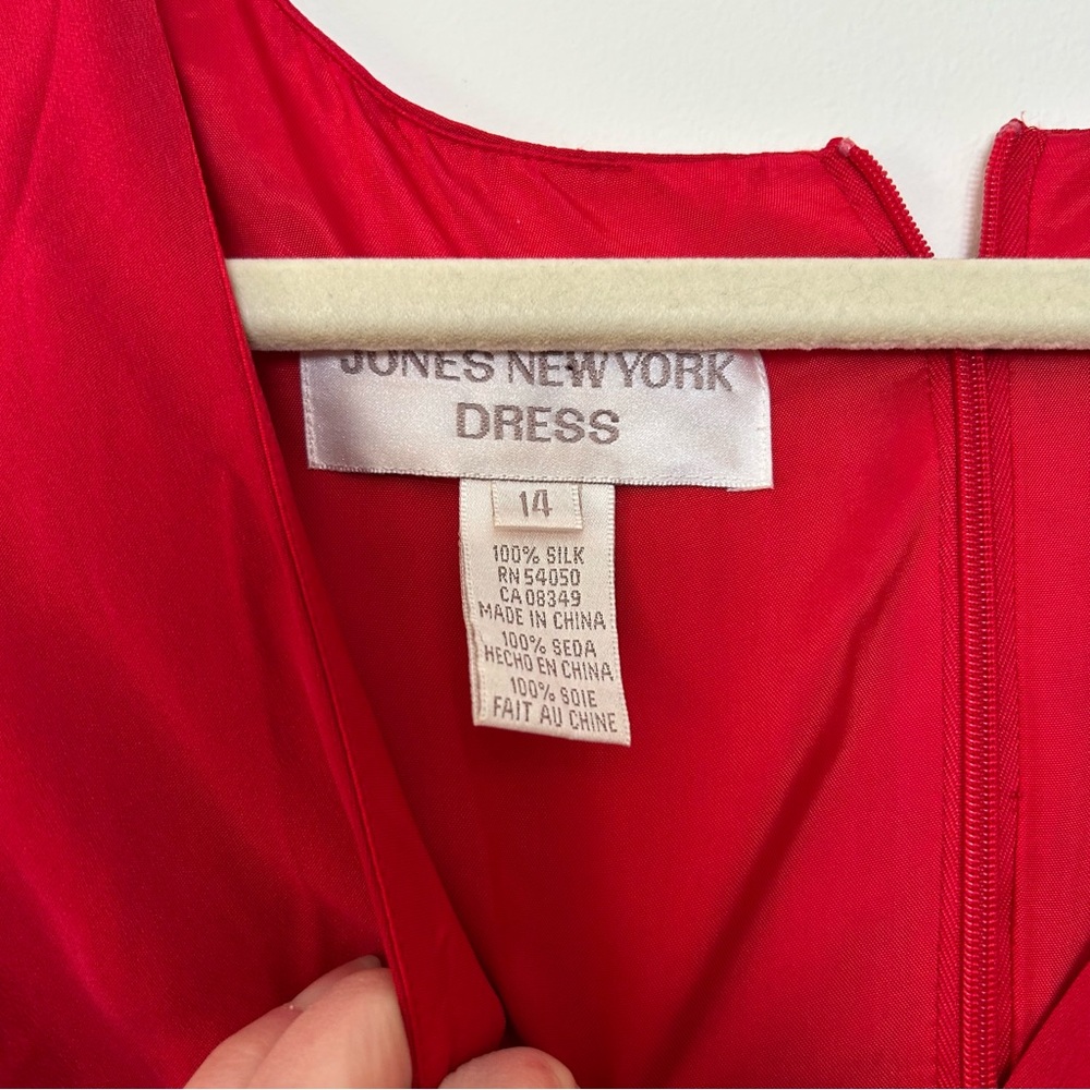 Vintage Jones New York Red Evening Silk Dress maxi size 14 - Picture 4 of 8